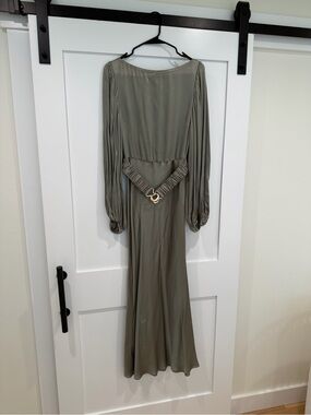 la lune flared sleeve side split midi dress La Lune Flared Sleeve Side Split Midi Dress | Cream | Dresses main image 0